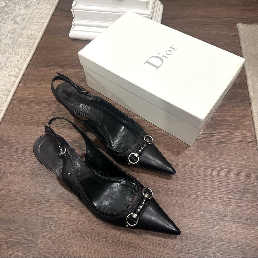 💯 Authentic Vintage Christian Dior Kitten Slingback Heels RARE Y2K